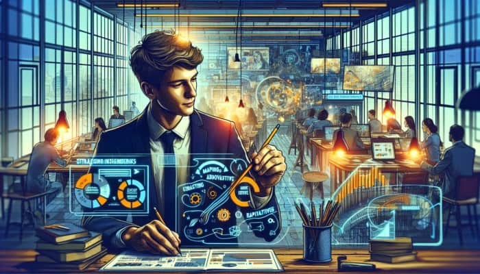 Young Jonathan Mildenhall at Leo Burnett, crafting creative ads, merging strategy and engaging narratives.