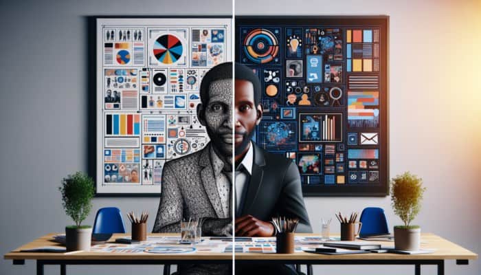 Jonathan Mildenhall transitioning from traditional ad setting to modern digital workspace.