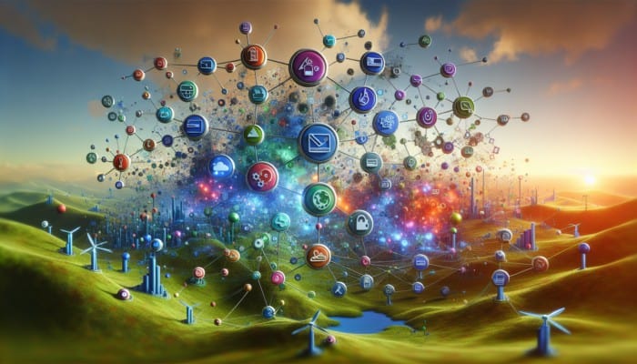 Internet Marketing Solutions: A vibrant digital landscape illustrating internet marketing strategies for business growth.
