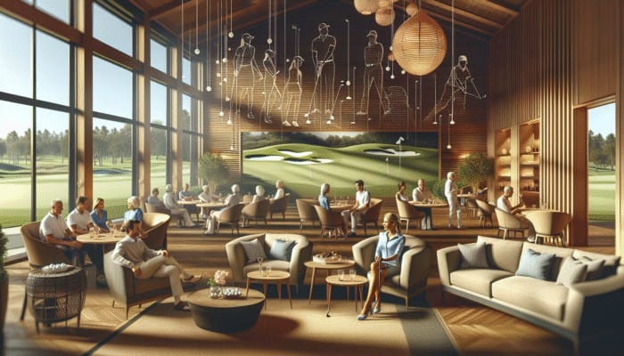 Cozy, stylish clubhouse at Graff Reinet Golf Club with lounging areas for relaxation and socializing.