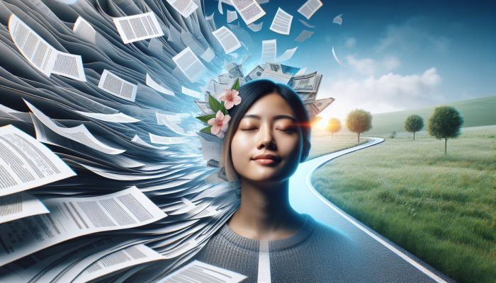 Effective Strategies for Student Loan Consolidation: A Comprehensive Guide | DCL A person relieved as multiple loan documents merge into one, symbolising student loan consolidation, with a clear financial path ahead.
