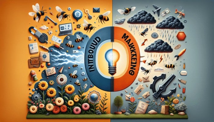 Inbound marketing attracts with engaging content; outbound uses traditional ads, calls, and mail.