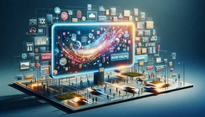 A vibrant digital billboard with engaging ads on a busy website, enhancing brand visibility and trust.