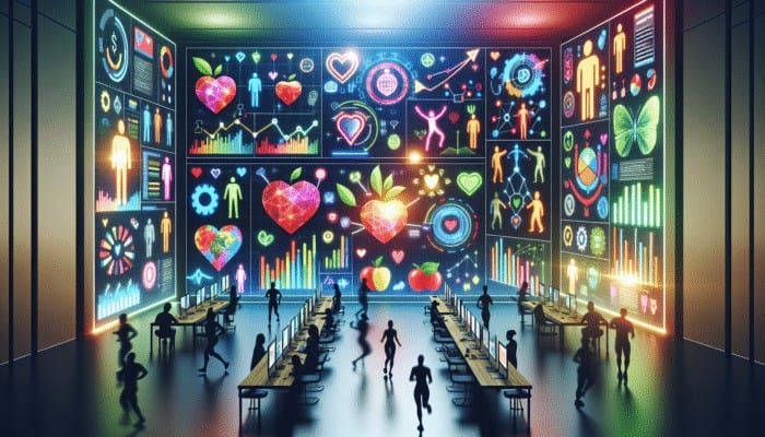 A digital workspace showcasing blog posts, infographics, and health videos for strategic content marketing.