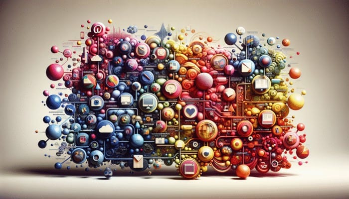 Omnichannel Digital Marketing: A vibrant network of digital and physical channels forming a unified customer journey.