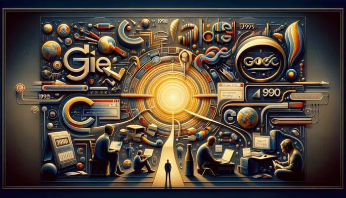 Is SEO Dead With AI: Timeline graphic showing SEO evolution from 1990s to early 2000s, including Google's 1998 launch and algorithm updates.