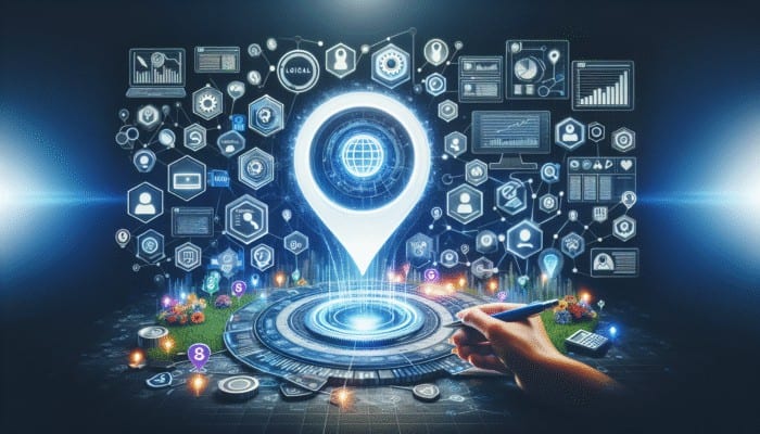 Digital dashboard showing local business listings with NAP consistency checks and SEO tools.