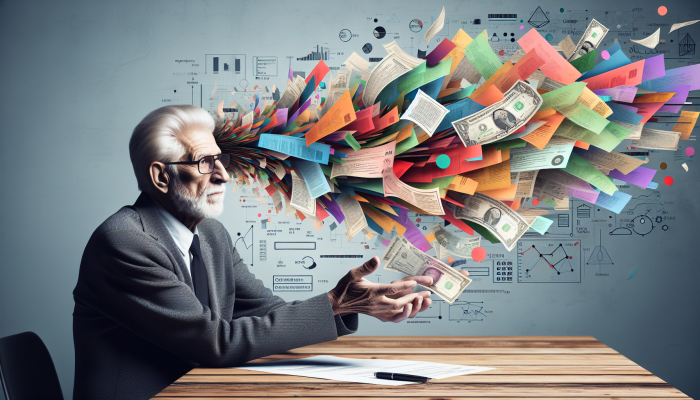 A Guide to Debt Consolidation for Retirees | DCL A retiree consolidates multiple bills into one, symbolising financial peace and simplicity.