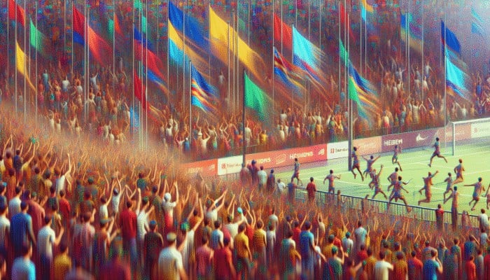 Engage in Local Sponsorships for SEO: A vibrant scene of a brand-sponsored local sports event with banners and cheering crowds.