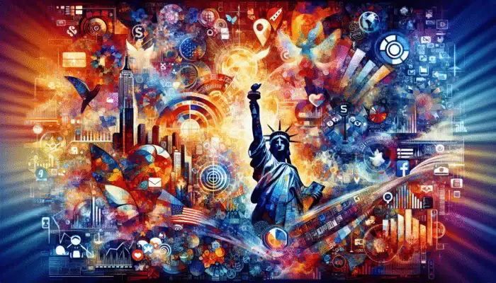 Optimize for Trending Topic Content: A digital collage with global icons, social media symbols, and analytics graphs representing universal content optimization strategies.