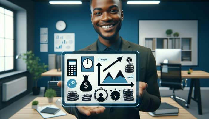 Expert Techniques for Debt Consolidation Loan Prepayment: A Comprehensive Guide | DCL Happy individual in the UK, holding a chart of loan prepayment strategies with money, calendar, and decreasing graph icons.