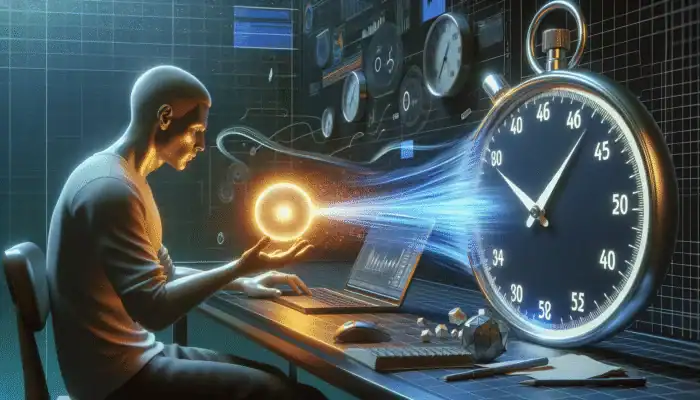 Improve Site Speed for Better Rankings: A digital artist uses TinyPNG to optimize an image, reducing file size and improving load times.