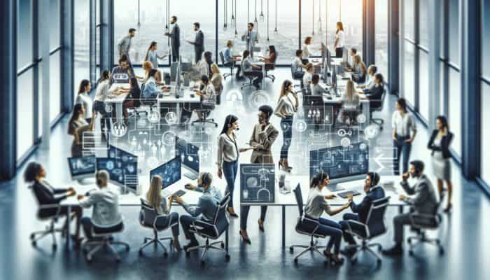 A diverse team collaborating in a modern office to enhance customer satisfaction and loyalty.