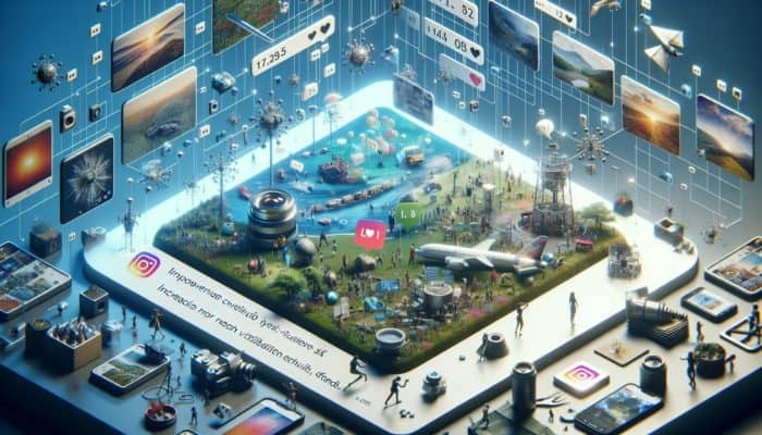 Leverage Instagram For Visual SEO: A vibrant Instagram feed with high-quality images boosting engagement and visibility.