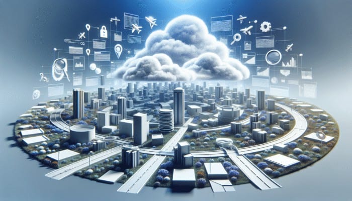 Optimize for User Intent Over Keyword Stuffing: A digital landscape with search queries as clouds, businesses aligning content with user goals for enhanced relevance and satisfaction.