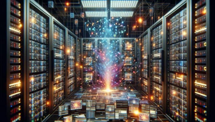 Use Server-Side Caching for Speed: A server room with glowing cache units enhancing web application performance and user satisfaction.