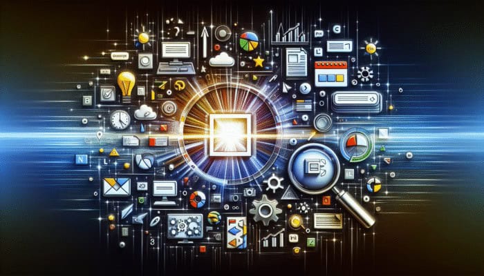 Use AEO Strategies for Answer Engine Rankings: A modern digital interface showing an answer box and search results, illustrating Answer Engine Optimization.