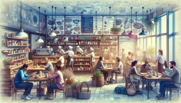 A vibrant café and sustainable shop in Wells, showcasing blogs on recipes, testimonials, and eco-friendly practices.