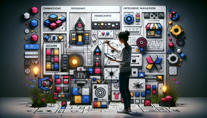 Online Store Design in Radstock for Small Business: Designer sketching e-commerce wireframes on a tablet, surrounded by screens showing a responsive Radstock site with navigation menus and secure payments.