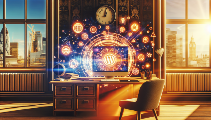 WordPress Website Design Company in Kingsbridge: Computer screen in a Kingsbridge office displaying a custom WordPress site for UK businesses with interactive navigation and localized content.