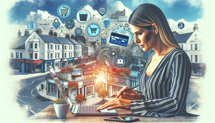 WooCommerce Store Setup in Ottery St Mary for Small Business: Entrepreneur setting up WooCommerce store on laptop in Ottery St Mary, selecting vibrant themes and UK payment gateways, with e-commerce icons and bustling high street backdrop.