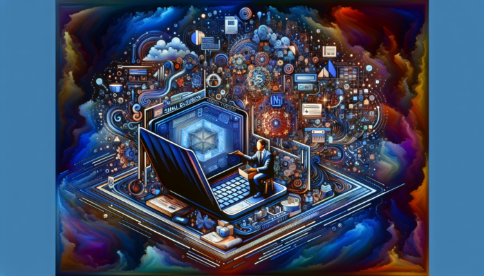 WooCommerce Setup in Wimborne Minster for Small Businesses: Illustration of a UK business owner customizing WooCommerce on a laptop, showing dashboards for product listings, order tracking, and secure payments.