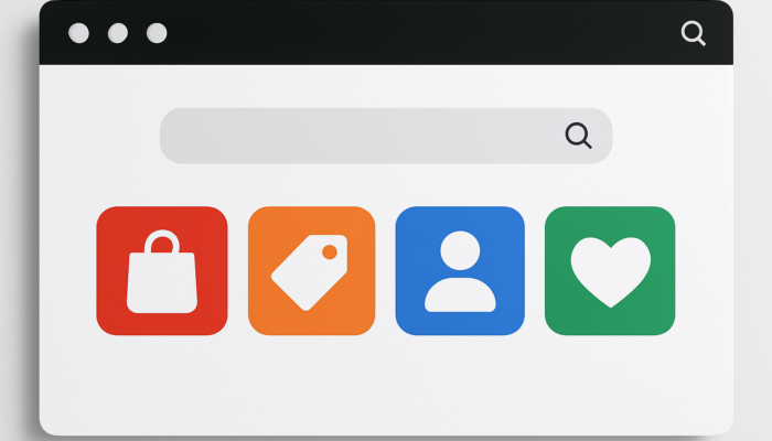 Online Store Design in Nailsea: Modern Nailsea small business homepage with intuitive navigation, search bar, and bold category icons.